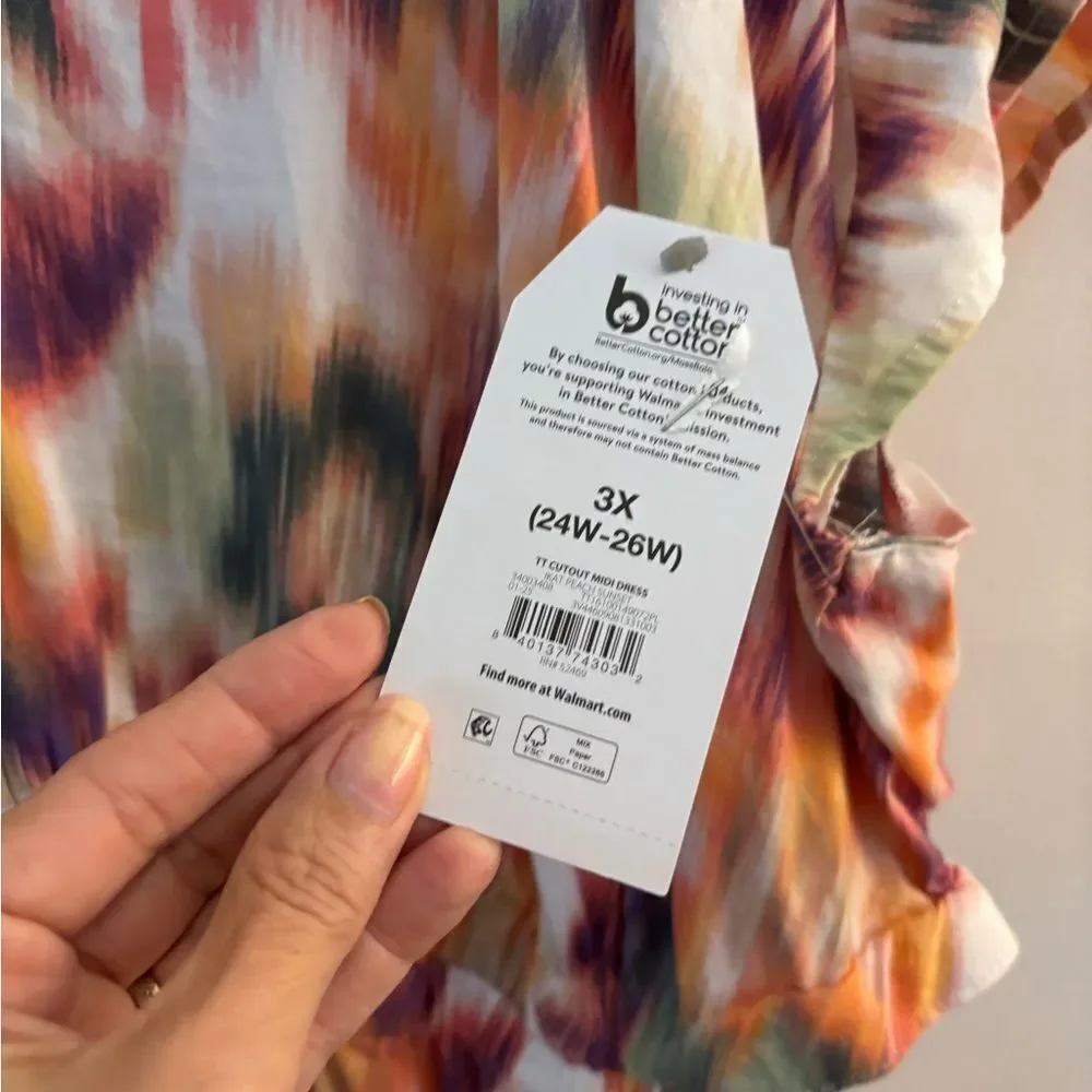 Time & Tru Cutout Midi Dress Sz 3X